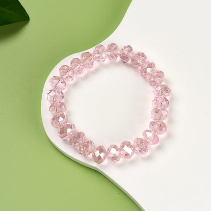 Pulsera De Mujer Con Cuentas De Cristal Rosa Artificial, Estilo Moderno