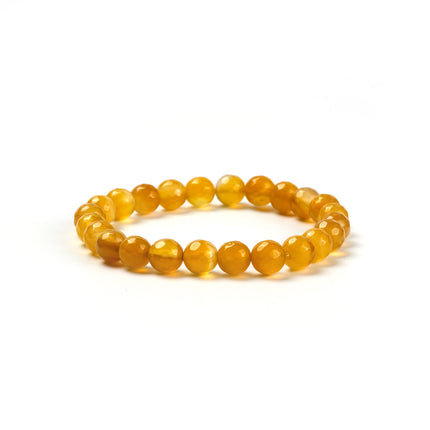 Pulsera De Cuentas De Ágata Amarilla, Estilo Simple Y Elegante