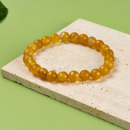 Pulsera De Cuentas De Ágata Amarilla, Estilo Simple Y Elegante