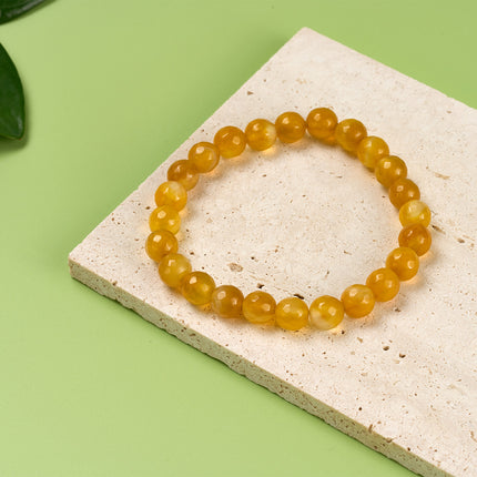 Pulsera De Cuentas De Ágata Amarilla, Estilo Simple Y Elegante