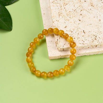 Pulsera De Cuentas De Ágata Amarilla, Estilo Simple Y Elegante