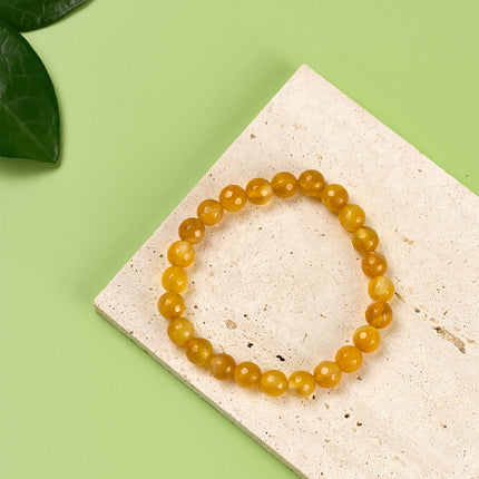 Pulsera De Cuentas De Ágata Amarilla, Estilo Simple Y Elegante