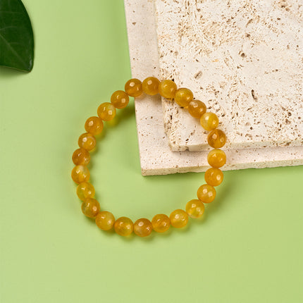 Pulsera De Cuentas De Ágata Amarilla, Estilo Simple Y Elegante