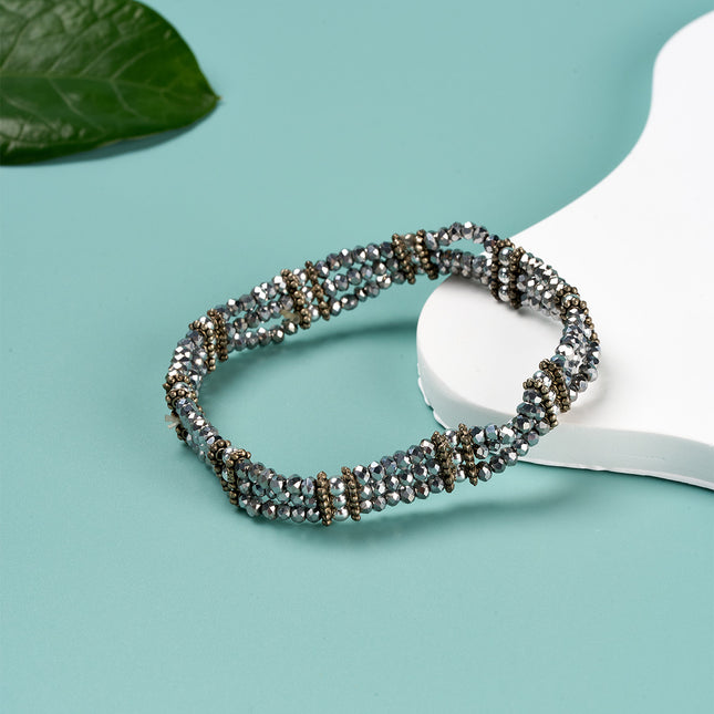 Pulsera De Cuentas Multicapas De Cristal Y Aleación Estilo Ins