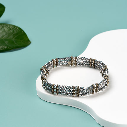Pulsera De Cuentas Multicapas De Cristal Y Aleación Estilo Ins