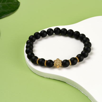 Pulsera De Cuentas Negras De Estilo Retro, Diseño Clásico