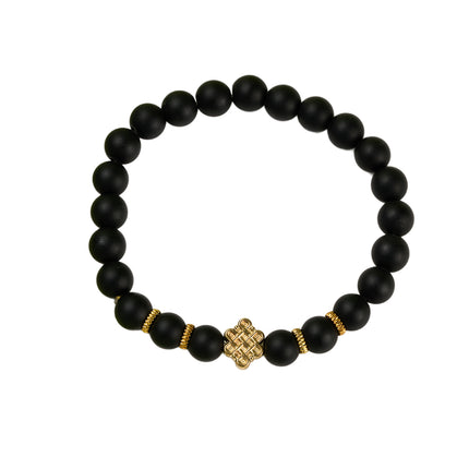 Pulsera De Cuentas Negras De Estilo Retro, Diseño Clásico