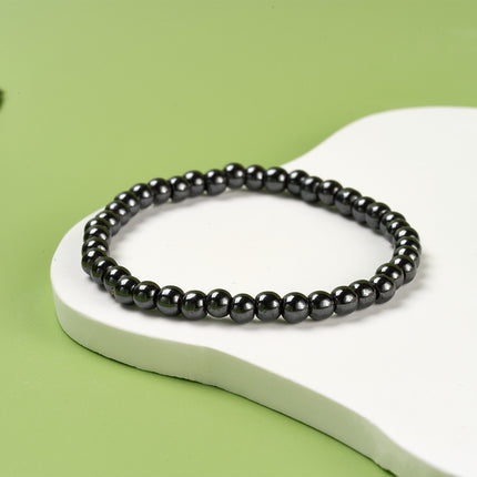 Pulsera Minimalista De Cuentas Negras Con Superficie Lisa Estilo Sobrio