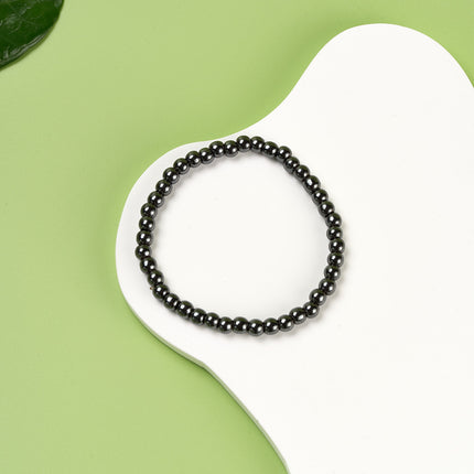 Pulsera Minimalista De Cuentas Negras Con Superficie Lisa Estilo Sobrio
