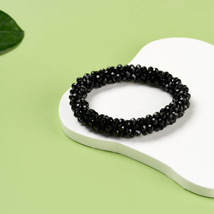 Pulsera De Cuentas De Cristal Negro, Estilo Atemporal Y Versátil