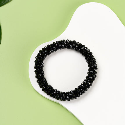 Pulsera De Cuentas De Cristal Negro, Estilo Atemporal Y Versátil