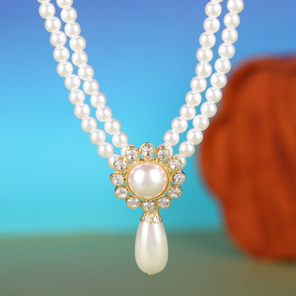Collar De Perlas Francés Con Diamantes Lujo Leve De Moda De Estilo Palaciego
