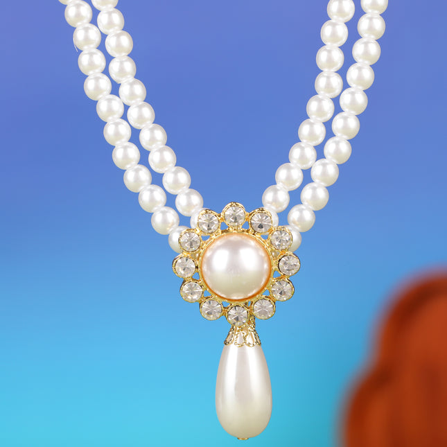 Collar De Perlas Francés Con Diamantes Lujo Leve De Moda De Estilo Palaciego