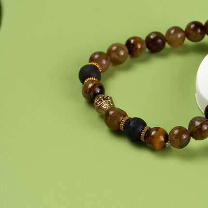 Pulsera De Cuentas Ámbar De Ágata Y Aleación Estilo Moda