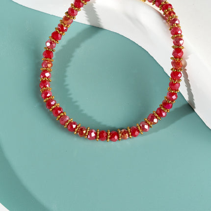 Pulsera De Cuentas De Cristal Facetado Con Dije De Corazón Dorado