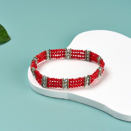 Pulsera Bohemia Multicapa Con Cuentas Rojas De Cristal Y En Aleación