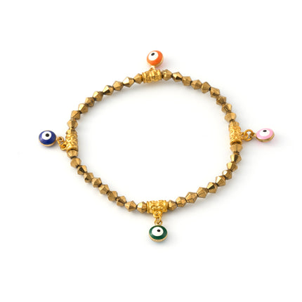 Pulsera De Cuentas De Cristal Doradas Y Aleación Para Mujer