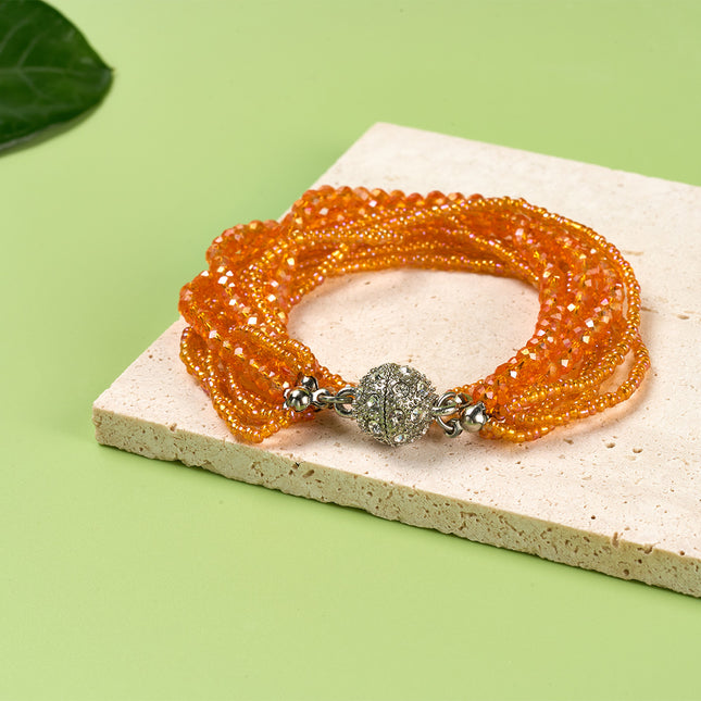 Pulsera De Múltiples Capas Con Pequeñas Cuentas De Cristal Estilo Elegante