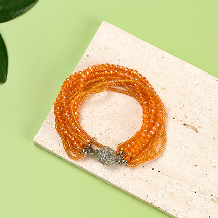 Pulsera De Múltiples Capas Con Pequeñas Cuentas De Cristal Estilo Elegante