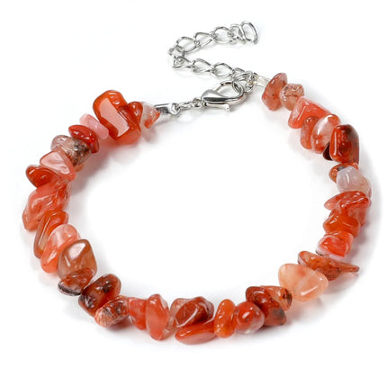 Pulsera Con Cuentas De Piedras Rojo Marrón Estilo Bosque Acero Inoxidable