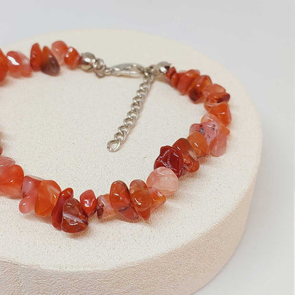 Pulsera Con Cuentas De Piedras Rojo Marrón Estilo Bosque Acero Inoxidable