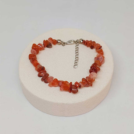 Pulsera Con Cuentas De Piedras Rojo Marrón Estilo Bosque Acero Inoxidable
