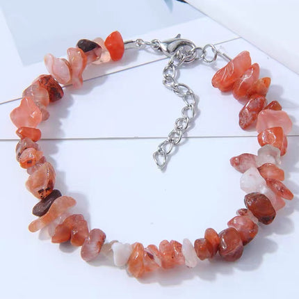 Pulsera Con Cuentas De Piedras Rojo Marrón Estilo Bosque Acero Inoxidable