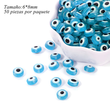 50 Piezas Tiras De Cuentas De Resina Ojo de Pez 6x8mm DIY Collar