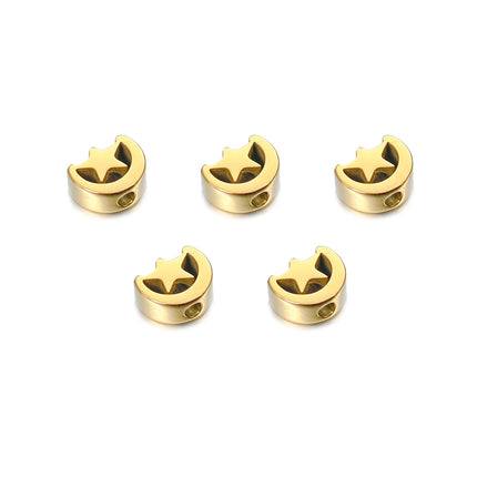 5 Piezas Cuentas De Acero Inoxidable Con Forma De Estrella Y Luna DIY