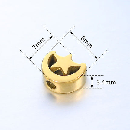 5 Piezas Cuentas De Acero Inoxidable Con Forma De Estrella Y Luna DIY