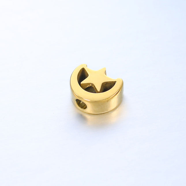 5 Piezas Cuentas De Acero Inoxidable Con Forma De Estrella Y Luna DIY