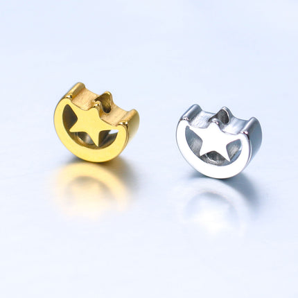5 Piezas Cuentas De Acero Inoxidable Con Forma De Estrella Y Luna DIY