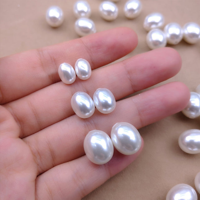 Cuentas Ovaladas De Vidrio Imitación Perla Para DIY Collares Y Pulseras