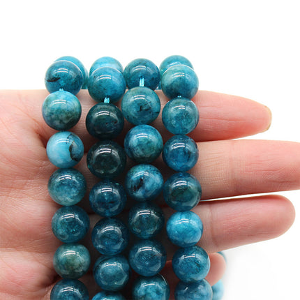 Cuentas Redondas De Apatito Azul Para DIY, Collar y Pulsera