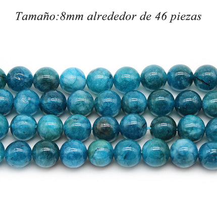 Cuentas Redondas De Apatito Azul Para DIY, Collar y Pulsera