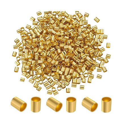 100 Piezas Cuentas Tubulares De Cobre Chapado En Oro 18K Para DIY