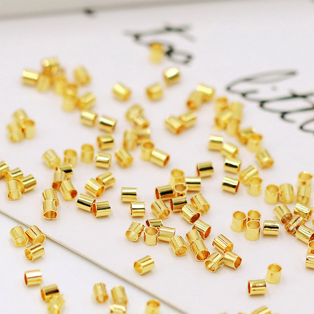 100 Piezas Cuentas Tubulares De Cobre Chapado En Oro 18K Para DIY