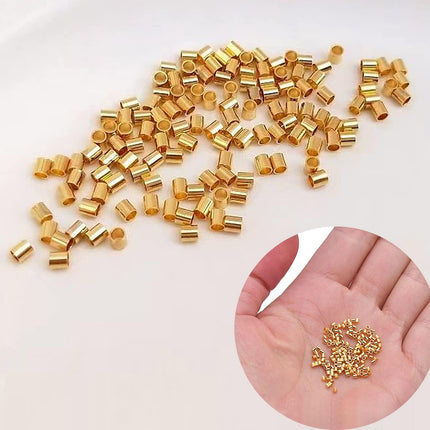 100 Piezas Cuentas Tubulares De Cobre Chapado En Oro 18K Para DIY