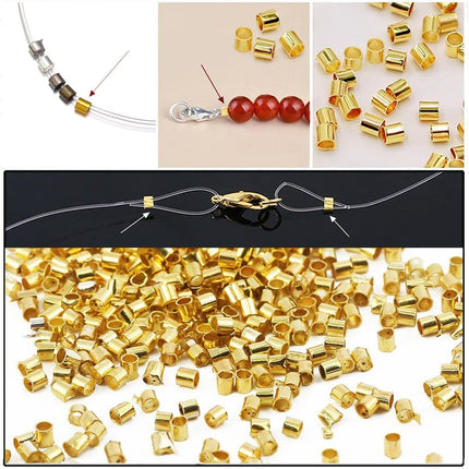 100 Piezas Cuentas Tubulares De Cobre Chapado En Oro 18K Para DIY