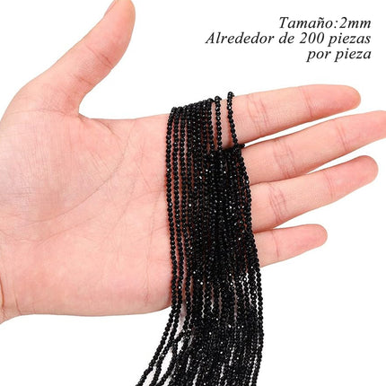200 Piezas Cuentas De Cristal De Vidrio Facetado 2mm Para DIY Collar