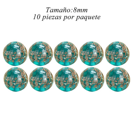 Cuentas De Cristal Noctilucente De Arena Dorada Para Collar 10 Piezas