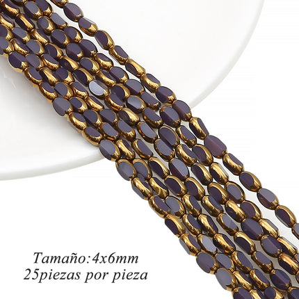 Cuentas Ovaladas De Vidrio Con Borde Dorado DIY Collares Y Pulseras