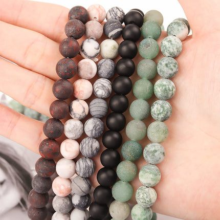 Cuentas De Piedra Natural Mate 6MM DIY Para Collares y Pulseras