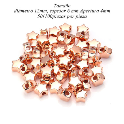 Cuentas En Forma De Estrella Doradas y Plateadas Para DIY