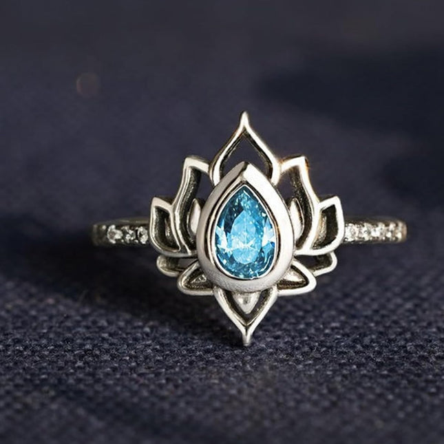 Anillo Con Diseño Minimalista De Moda Con Zirconia Y Diseño De Flor De Loto De Cobre