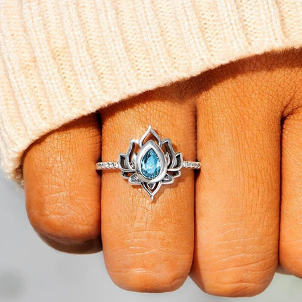 Anillo Con Diseño Minimalista De Moda Con Zirconia Y Diseño De Flor De Loto De Cobre