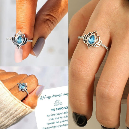 Anillo Con Diseño Minimalista De Moda Con Zirconia Y Diseño De Flor De Loto De Cobre