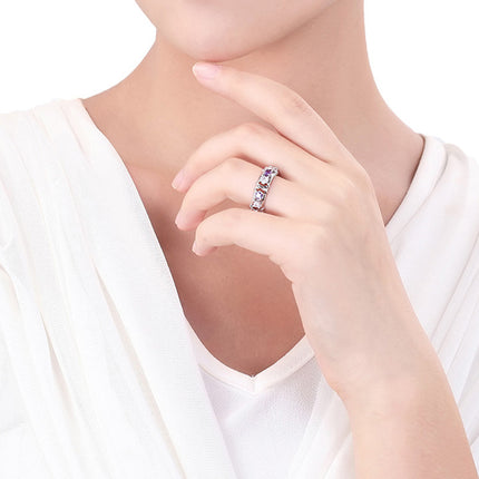 Anillo De Zirconia Para Mujer Con Diseño Cruzado Bicolor De Latón Y Acero