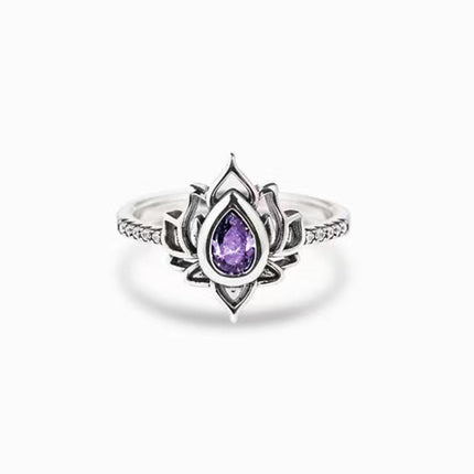 Anillo Con Diseño Minimalista De Moda Con Zirconia Y Diseño De Flor De Loto De Cobre