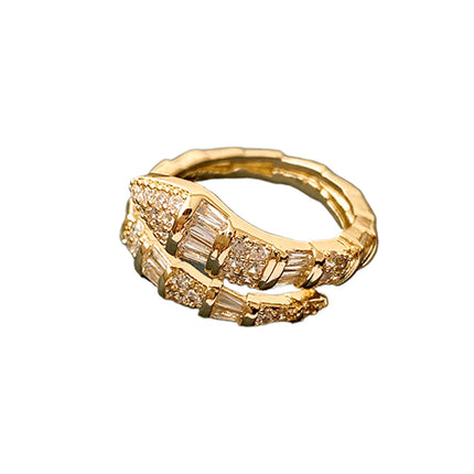 Anillo Ajustable Con Diseño De Serpiente Con Incrustación De Zirconia De Cobre